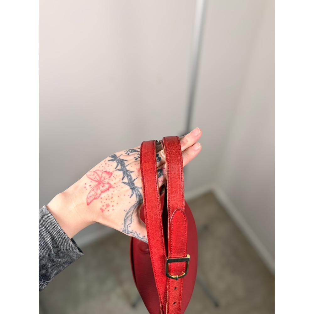 Vintage Mark Cross Italian Pebbled Red‎ Leather Bucket Shoulder Bag Logo Handbag - Picture 10 of 16